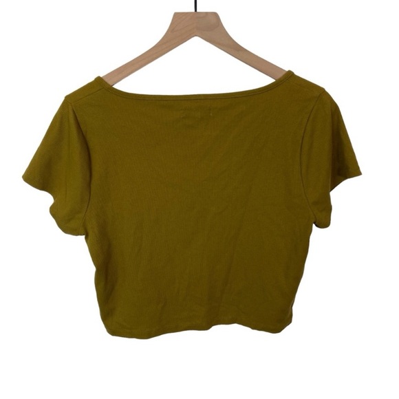 Madewell Ribbed Henley Crop Tee Olive Green Size Large - Picture 3 of 4